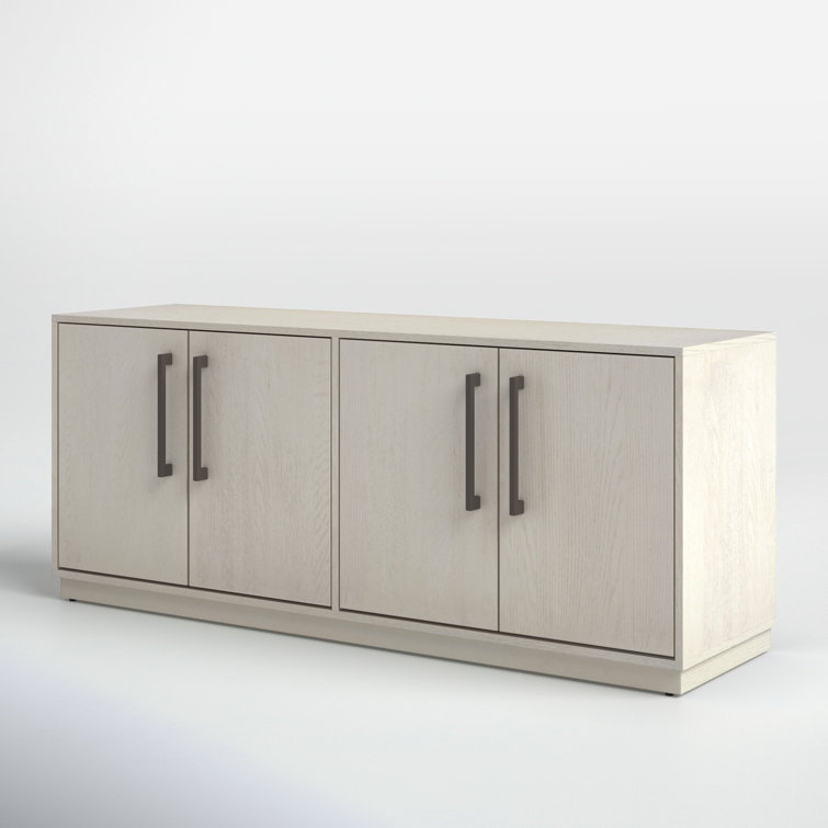Mallory 58'' White Washed Oak Veneer Modern TV Stand with Cabinet