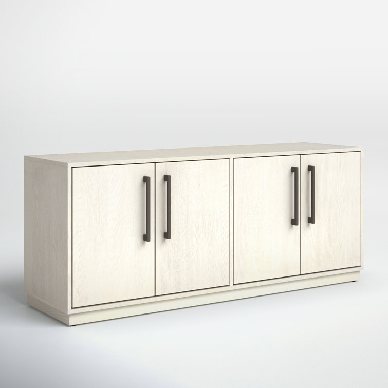 Mallory 58'' White Washed Oak Veneer Modern TV Stand with Cabinet