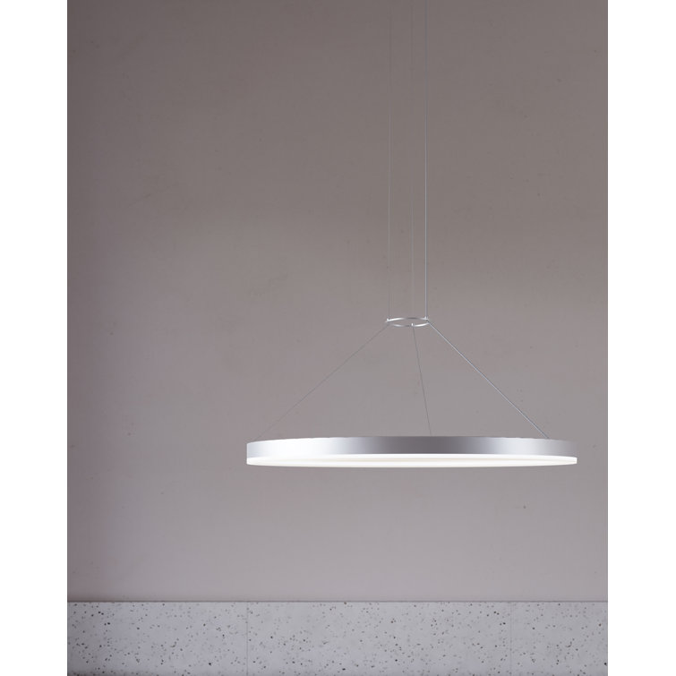 Bright Satin Aluminum LED Geometric Chandelier, 31.5" Indoor/Outdoor