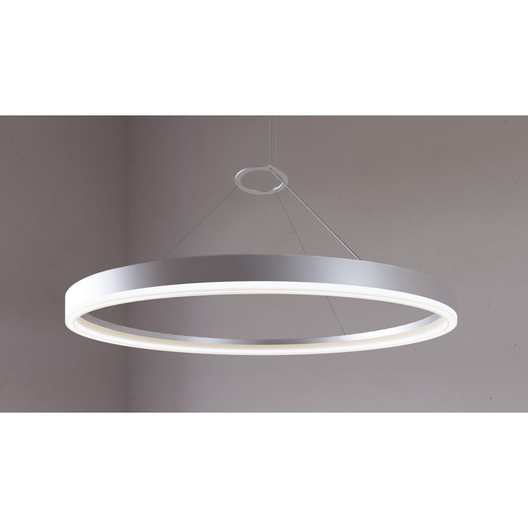 Bright Satin Aluminum LED Geometric Chandelier, 31.5" Indoor/Outdoor