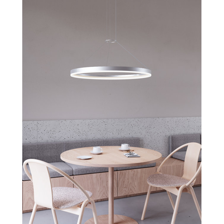 Bright Satin Aluminum LED Geometric Chandelier, 31.5" Indoor/Outdoor