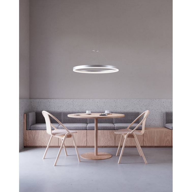 Bright Satin Aluminum LED Geometric Chandelier, 31.5" Indoor/Outdoor