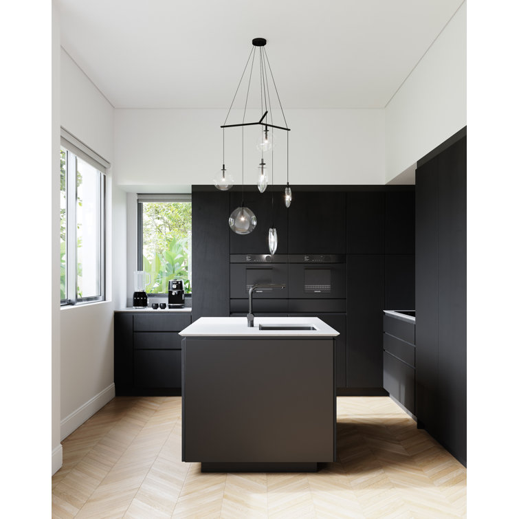 Satin Black 42" Glass LED Indoor/Outdoor Pendant Light