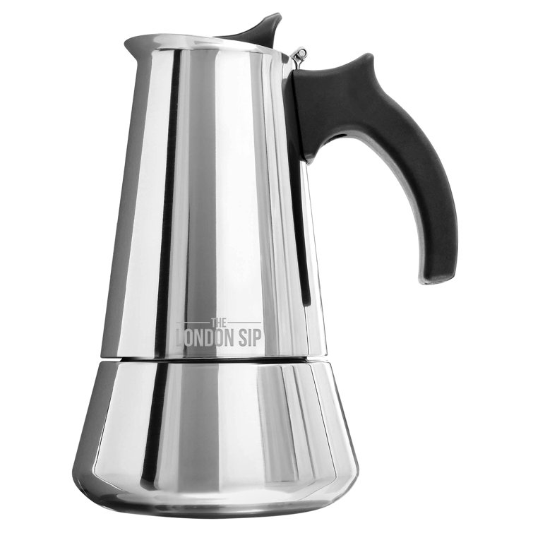 London Sip Silver Stainless Steel 3-Cup Stovetop Espresso Maker