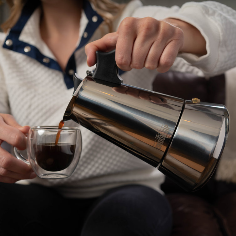 London Sip Silver Stainless Steel 3-Cup Stovetop Espresso Maker