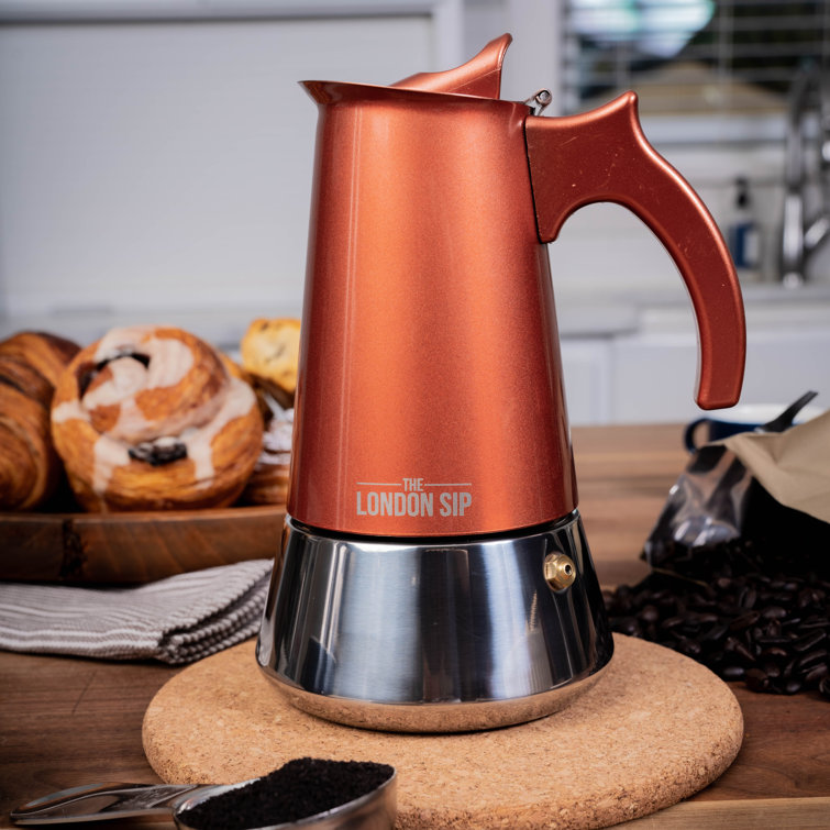 Copper and Stainless Steel 6-Cup Stovetop Espresso Maker