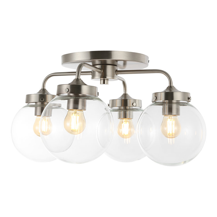 Nickel and Glass 4-Light LED Semi Flush Mount Fixture