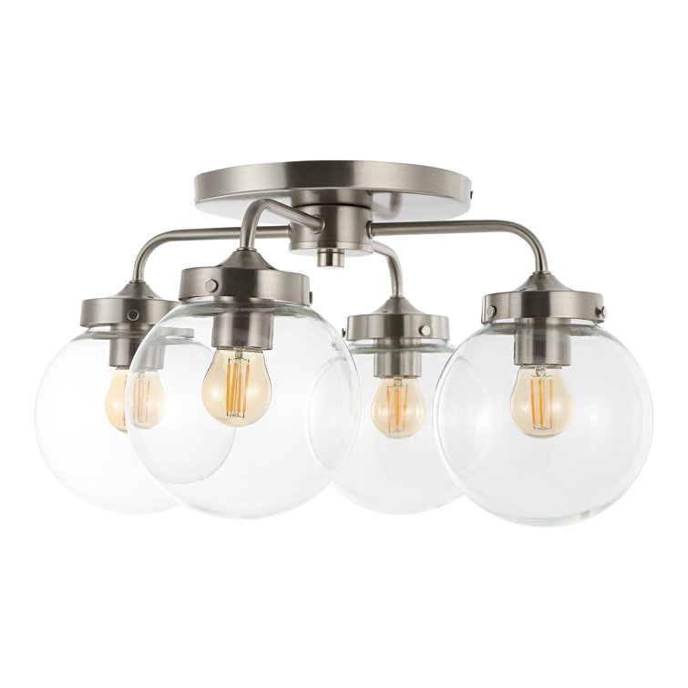 Nickel and Glass 4-Light LED Semi Flush Mount Fixture