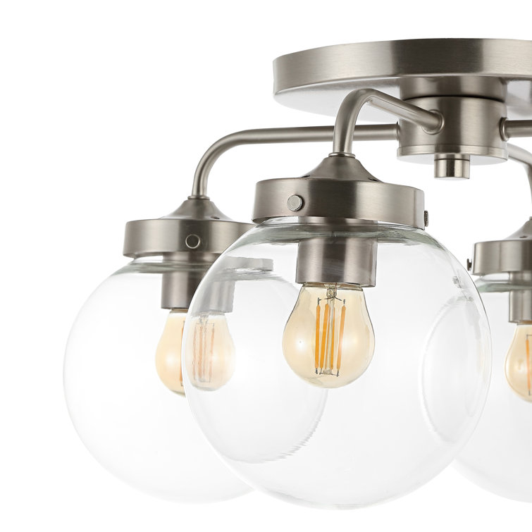Nickel and Glass 4-Light LED Semi Flush Mount Fixture