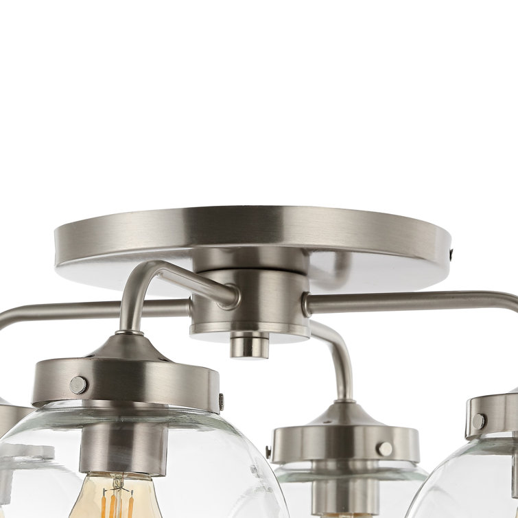 Nickel and Glass 4-Light LED Semi Flush Mount Fixture