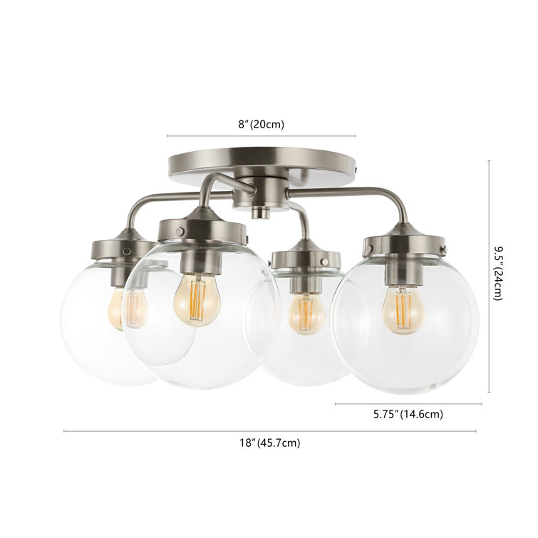 Nickel and Glass 4-Light LED Semi Flush Mount Fixture