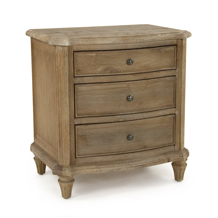 Edmund Limed Grey Oak 3-Drawer Nightstand