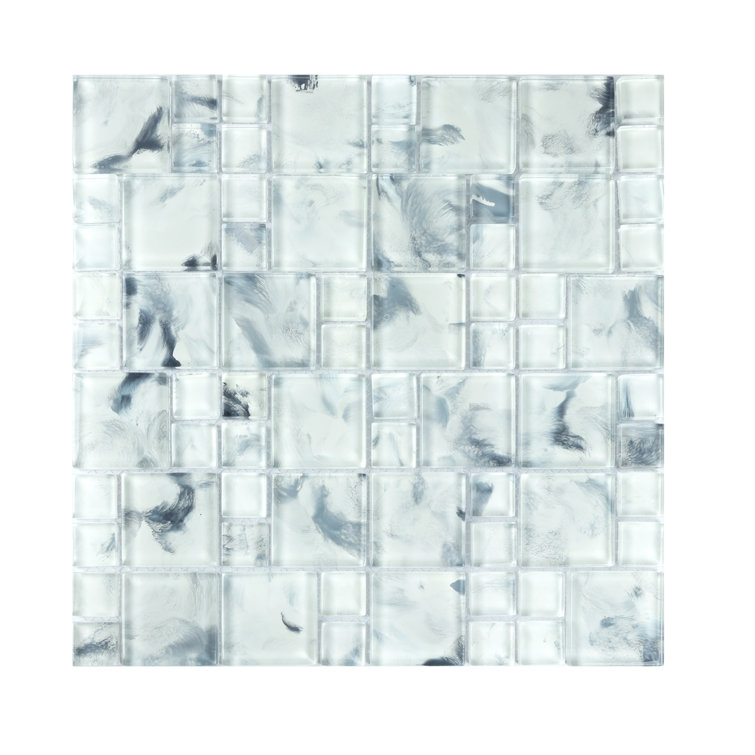Frozen Lake Hand-Painted Glass Mosaic Tile for Walls