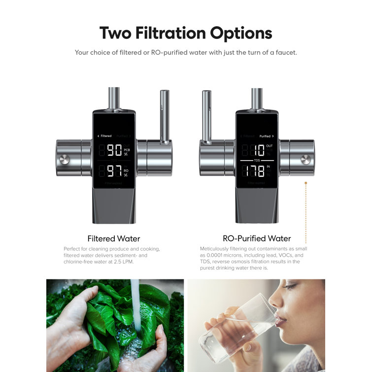Brio Black Tankless Reverse Osmosis Water Filtration System with Smart Faucet