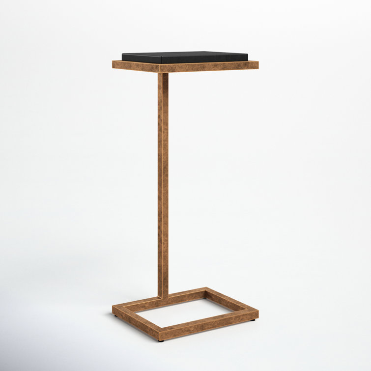 Richwood Black Stone Top 10"x23" Metal Frame Accent Table