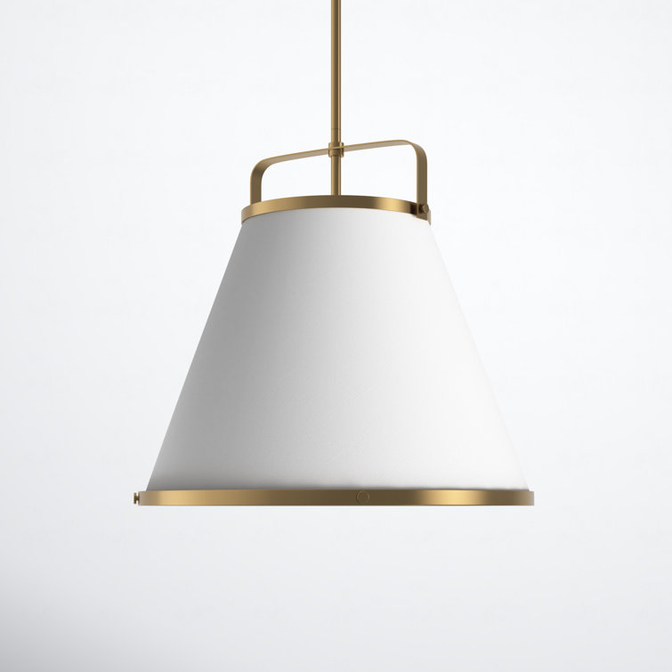 Lacquered Brass 3-Light LED Globe Pendant with Off-White Shade
