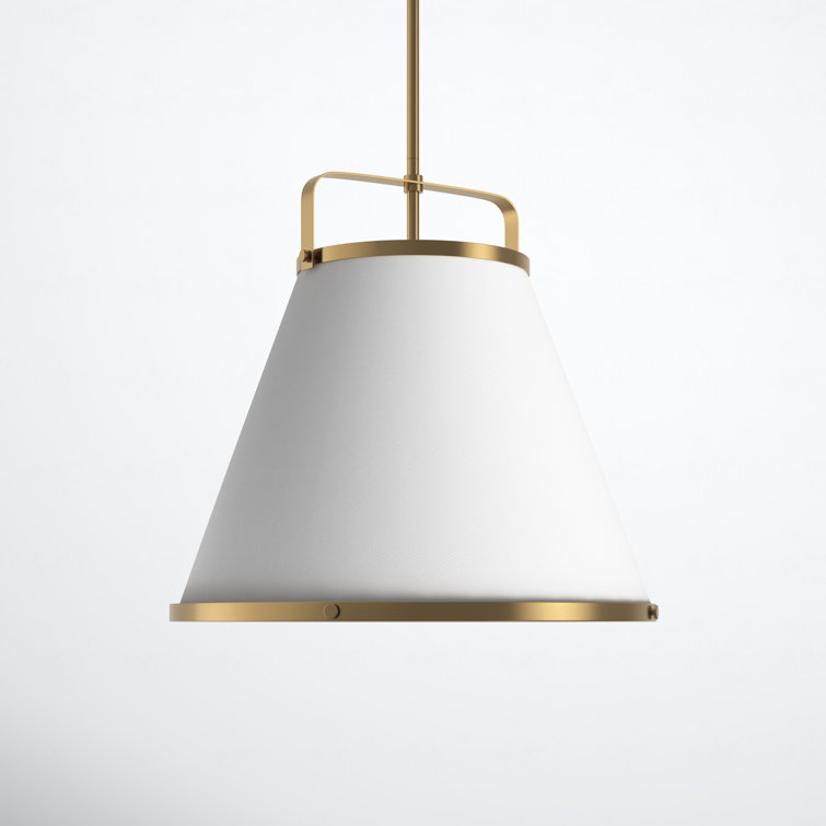 Lacquered Brass 3-Light LED Globe Pendant with Off-White Shade