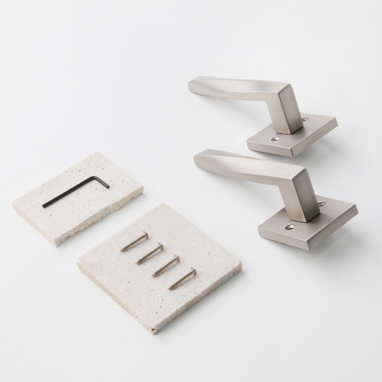 Satin Nickel Square Backplate Modern Interior Door Lever