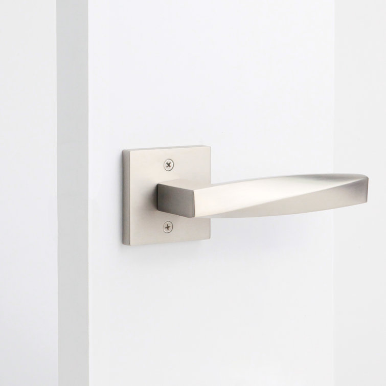Satin Nickel Square Backplate Modern Interior Door Lever