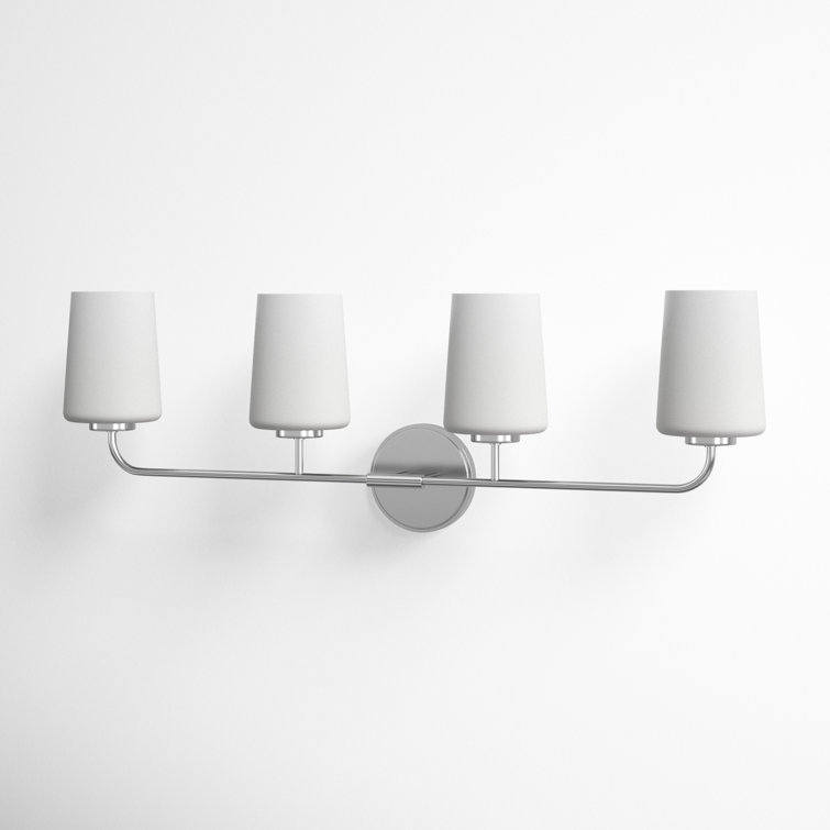 Lark Kline Chrome 4-Light Dimmable Vanity with Etched Opal Shades