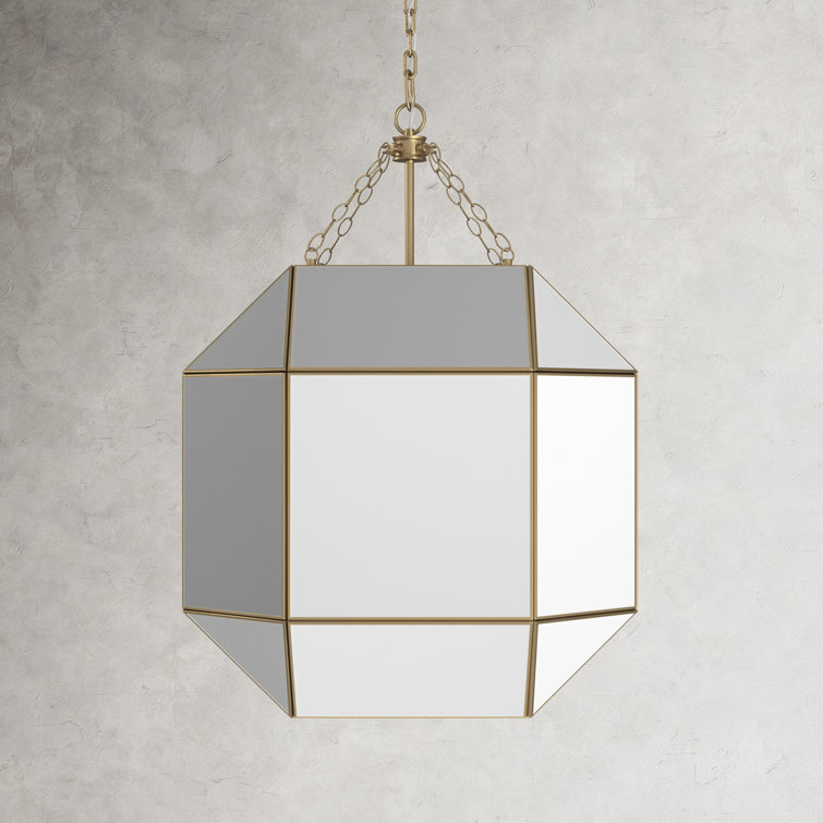 Satin Brass Contemporary Jar Lantern with Glass Accents