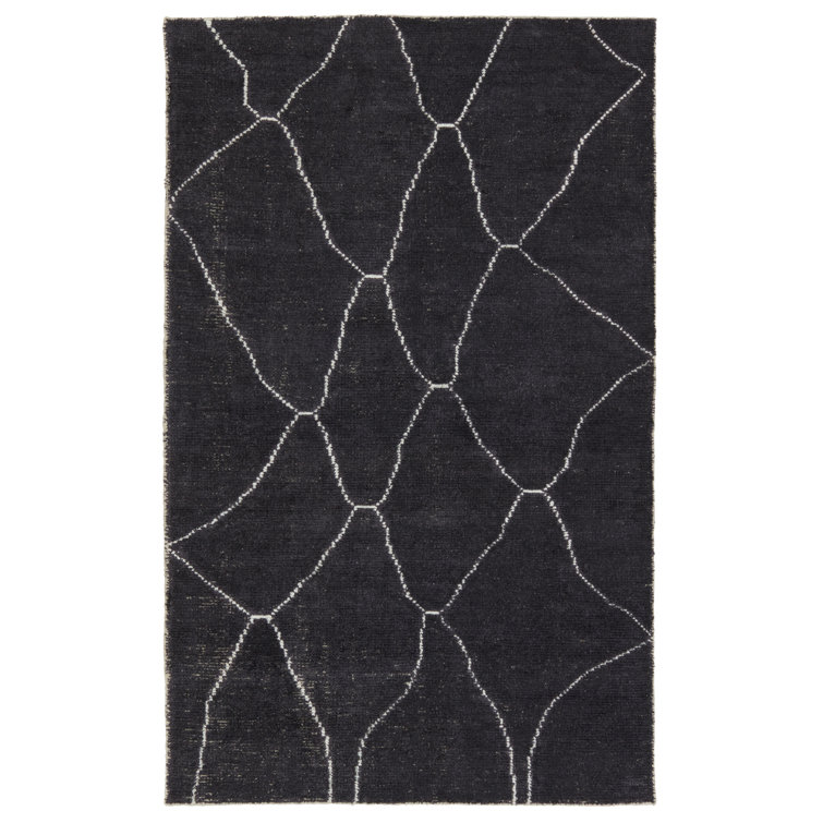 Black and White Geometric Handwoven Rayon Runner Rug
