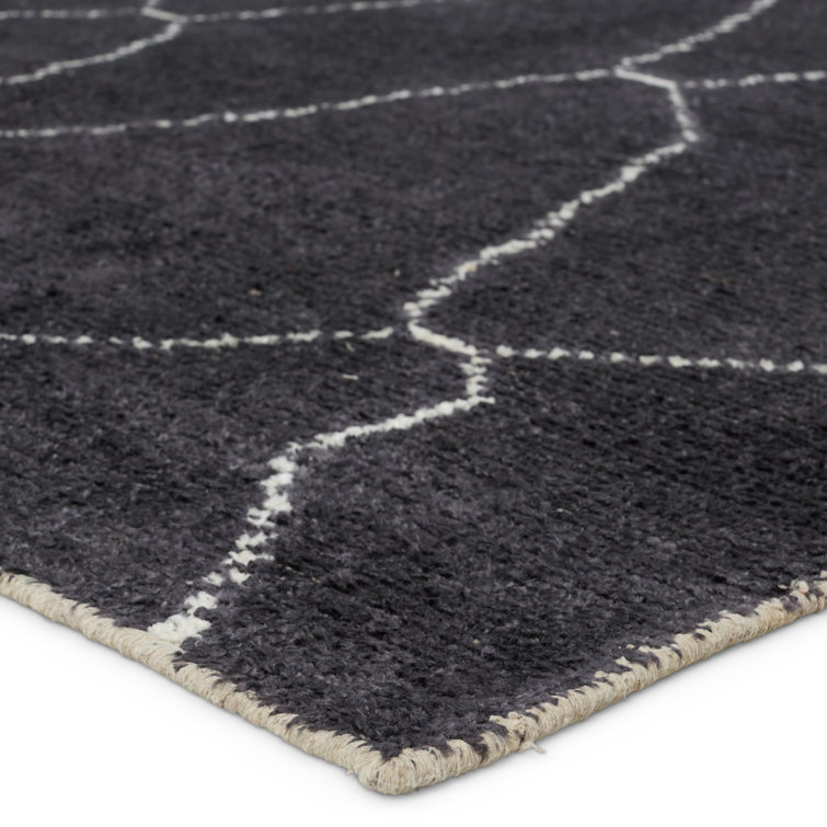 Black and White Geometric Handwoven Rayon Runner Rug