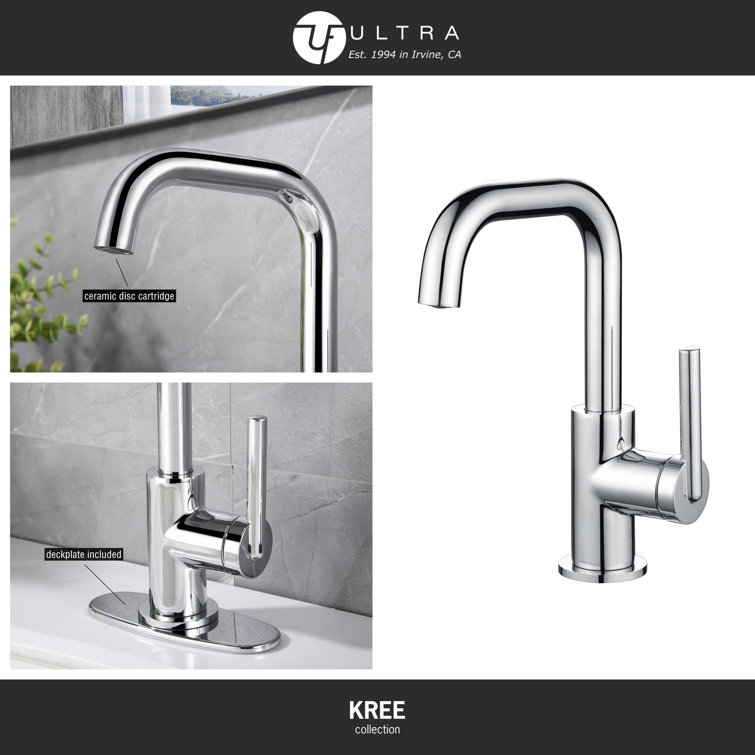 Kree Chrome Single-Handle Bathroom Faucet with Drain Assembly