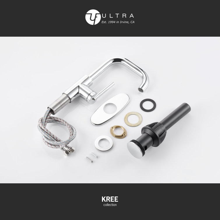 Kree Chrome Single-Handle Bathroom Faucet with Drain Assembly