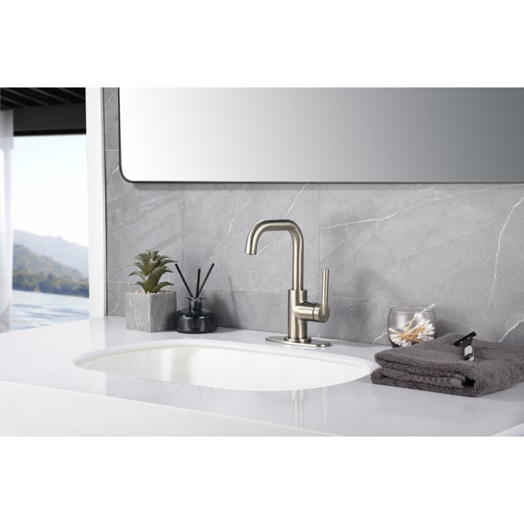 Brushed Nickel Single-Handle Bathroom Faucet with Drain Assembly