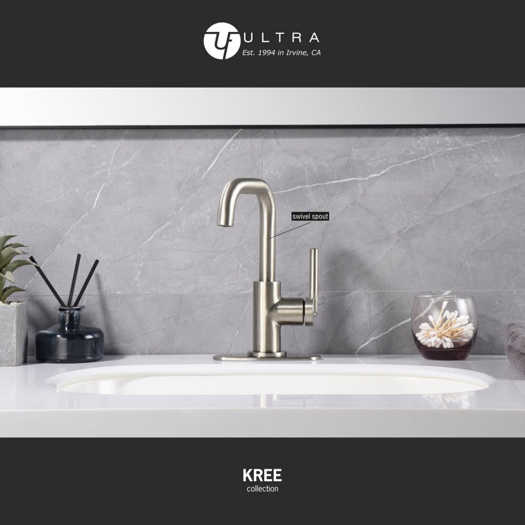 Brushed Nickel Single-Handle Bathroom Faucet with Drain Assembly