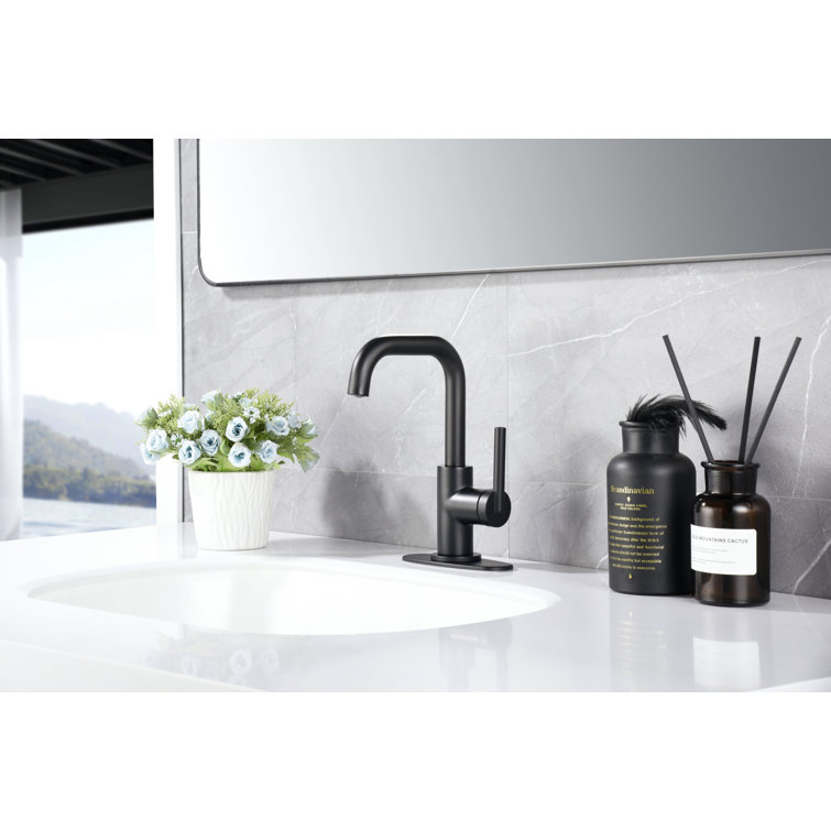 Matte Black Single-Handle Bathroom Faucet with Drain Assembly