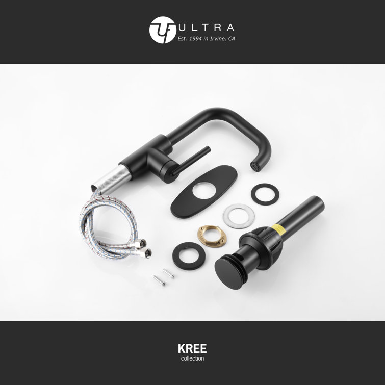 Matte Black Single-Handle Bathroom Faucet with Drain Assembly