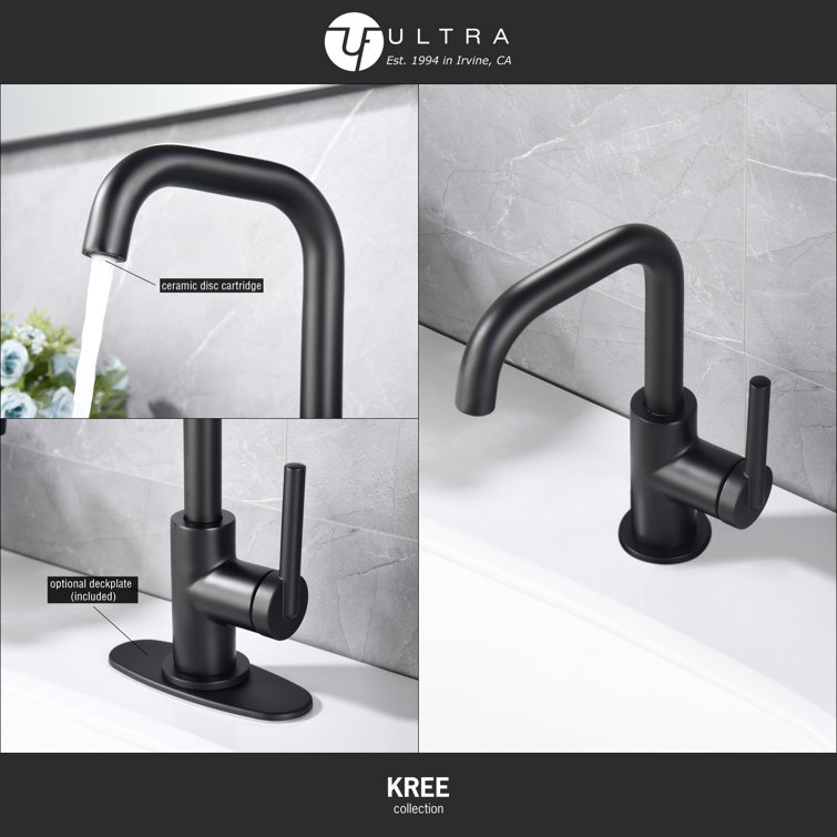 Matte Black Single-Handle Bathroom Faucet with Drain Assembly