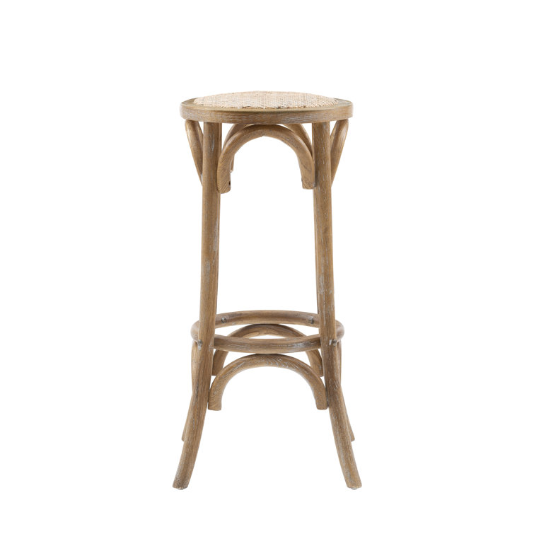 Rae Rustic Beige Elm Wood Backless Bar Stool