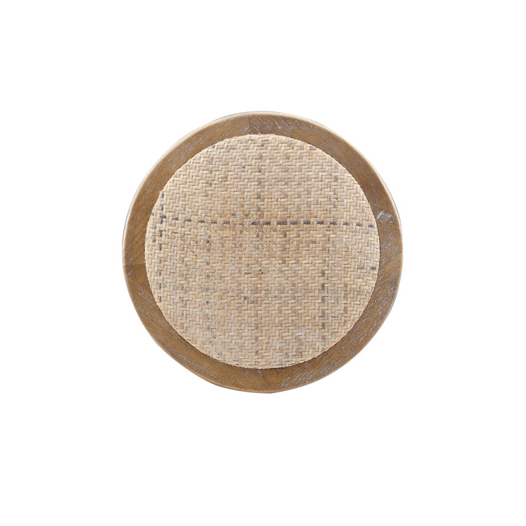 Rae Rustic Beige Elm Wood Backless Bar Stool