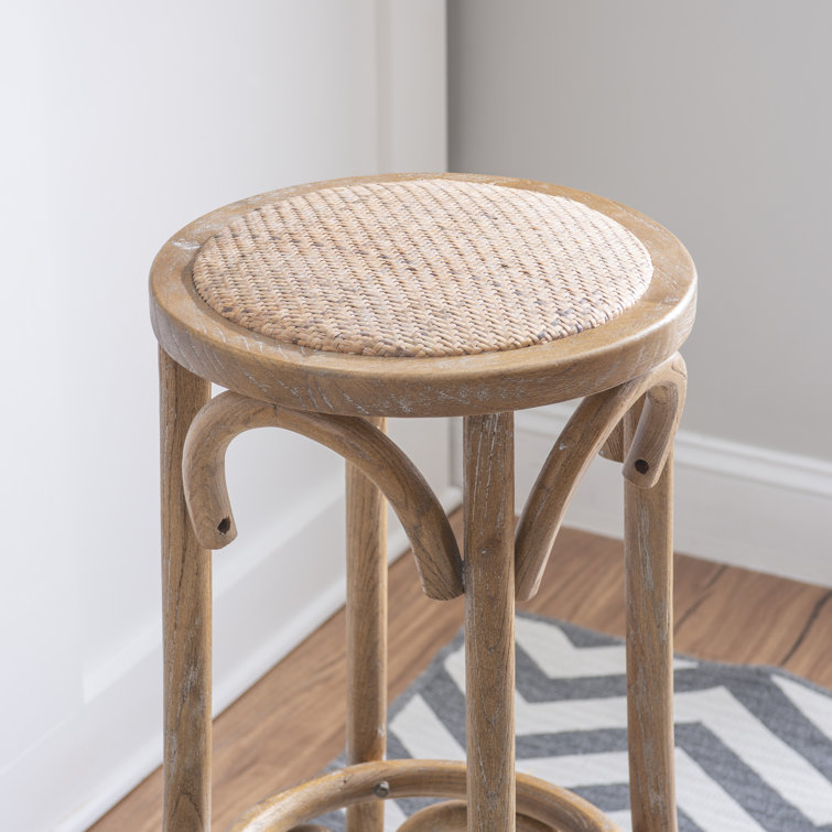 Rae Rustic Beige Elm Wood Backless Bar Stool