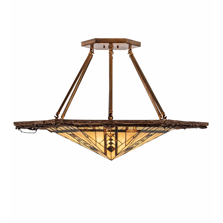 Rustic Copper and Glass 6-Light Semi-Flush Mount