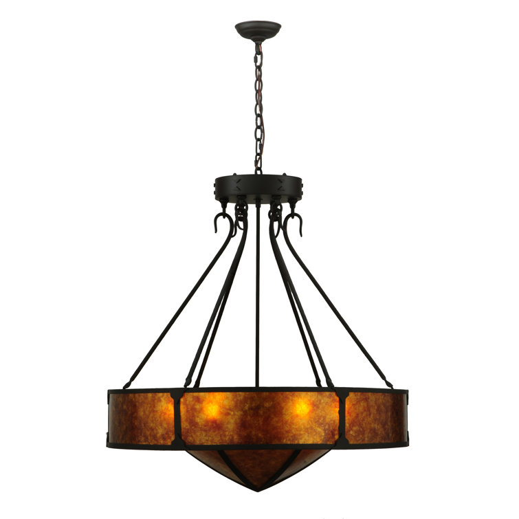 32" Copper and Glass Rustic Pendant Light