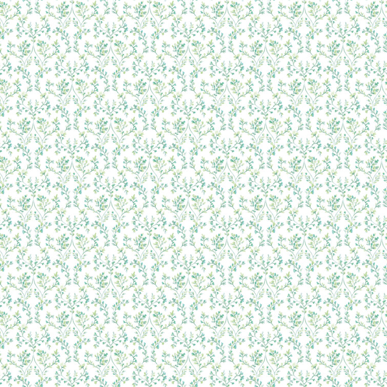 Emerald Green and Turquoise Floral Ogee Damask Wallpaper Roll