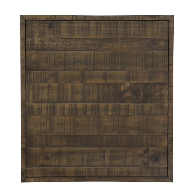 Dark Brown Pine Wood Rectangular End Table with Storage