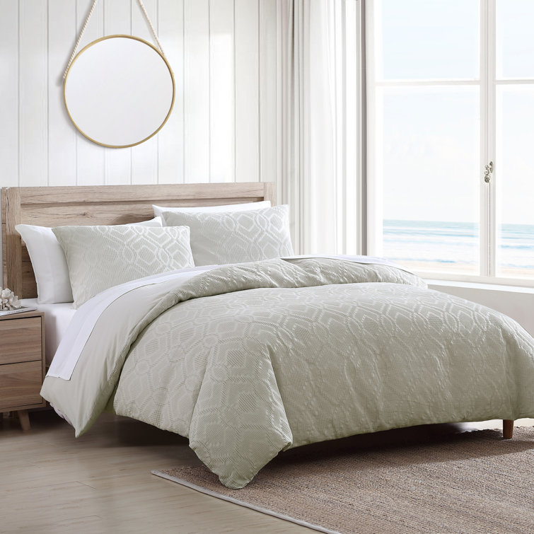 Serene Oasis Textured Waffle King Comforter Set in Vibrant Orange