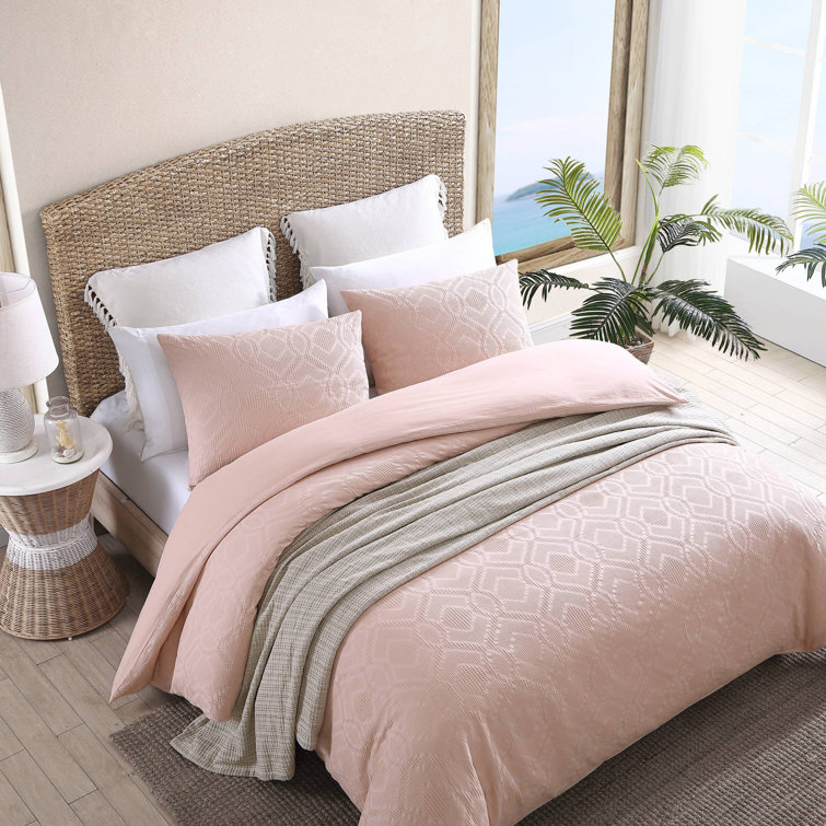 Serene Oasis Textured Waffle King Comforter Set in Vibrant Orange