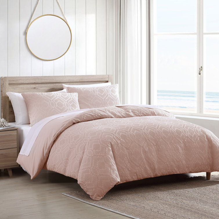 Serene Oasis Textured Waffle King Comforter Set in Vibrant Orange
