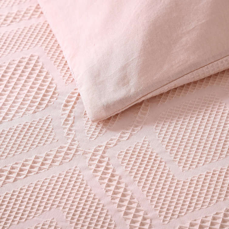 Serene Oasis Textured Waffle King Comforter Set in Vibrant Orange