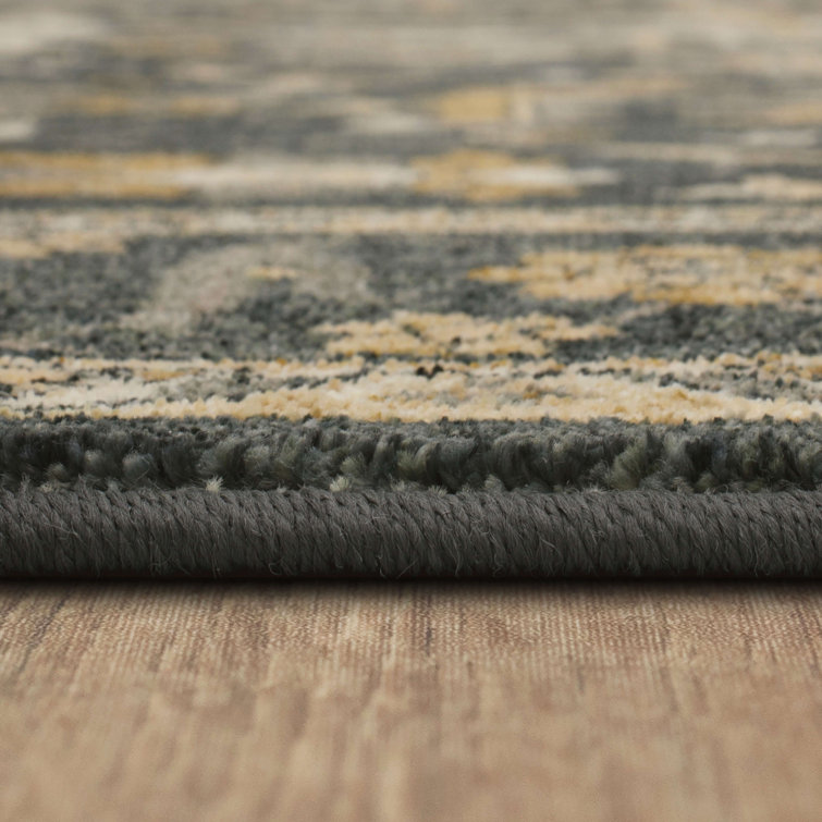 Amara Denim-Inspired 8' x 11' Rectangular Gray Synthetic Area Rug