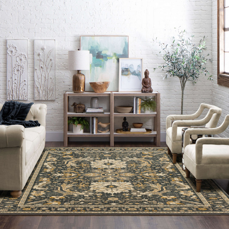 Amara Denim-Inspired 8' x 11' Rectangular Gray Synthetic Area Rug