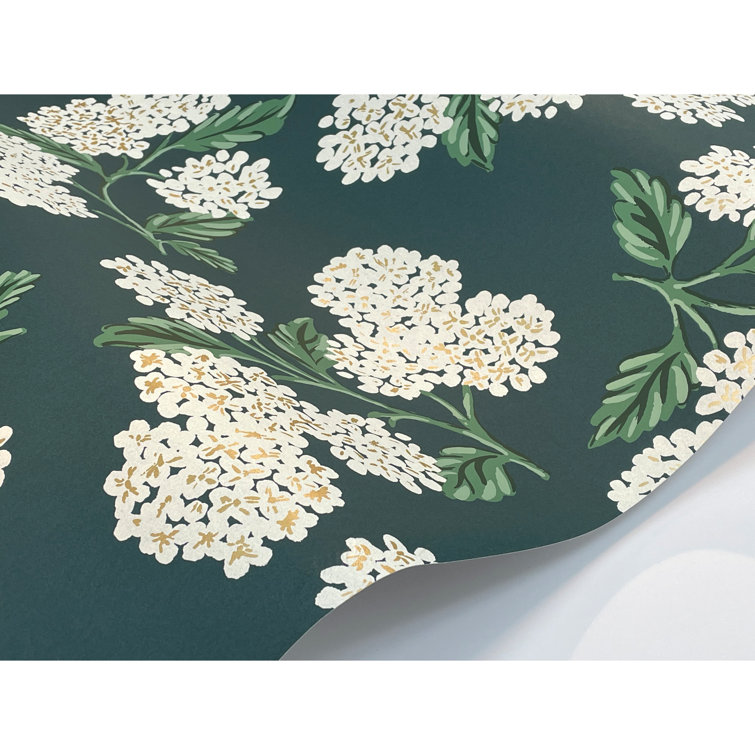 Blue Hydrangea Floral Non-pasted Washable Wallpaper