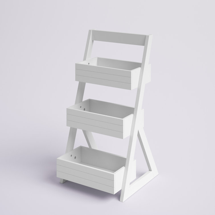 White 3-Shelf Compact Storage Caddy with Handle