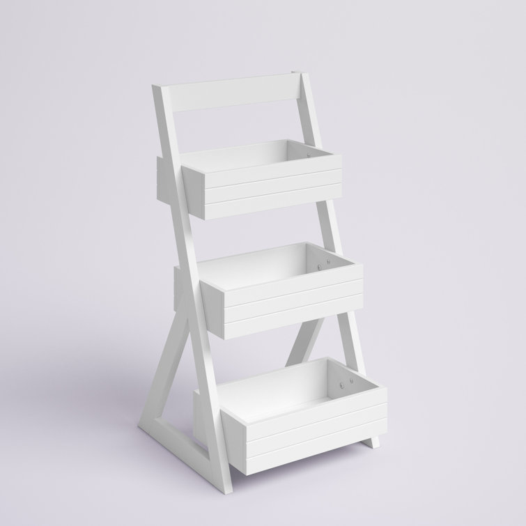 White 3-Shelf Compact Storage Caddy with Handle